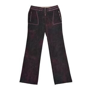 Vintage Y2K Fray Bedford Cord Purple Acid Wash Low Waisted Pants Size 2